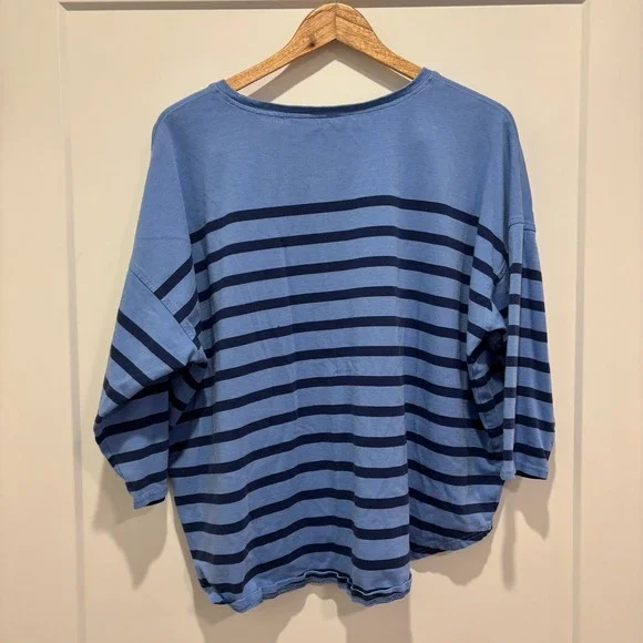 Vineyard Vines Womens XL Blue Striped Long Sleeve Crewneck Boxy T-Shirt Top - Picture 3 of 7